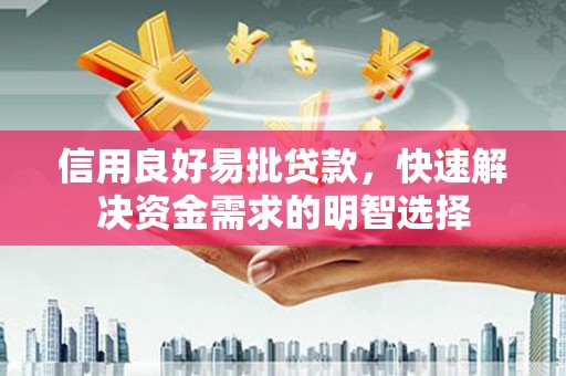 沈河信用良好易批贷款，快速解决资金需求的明智选择