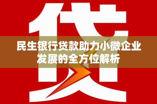 阳泉民生银行贷款助力小微企业发展的全方位解析