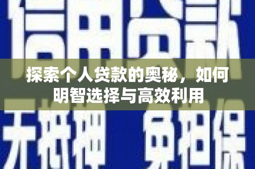顺平探索个人贷款的奥秘，如何明智选择与高效利用