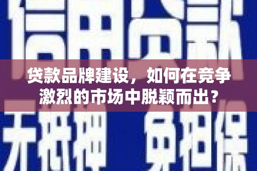 隆回贷款品牌建设，如何在竞争激烈的市场中脱颖而出？